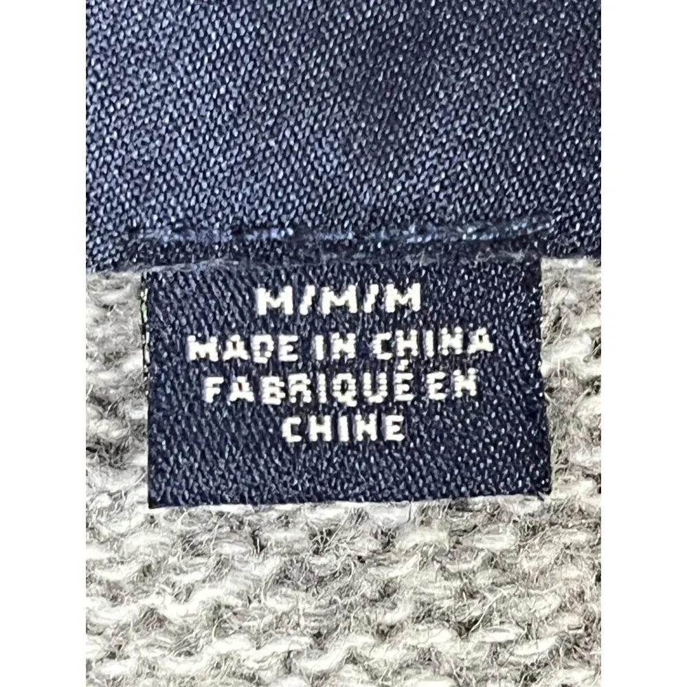 American Eagle Grandpa Sweater M Gray Cardigan Chevon Fair Isle Retro 80s